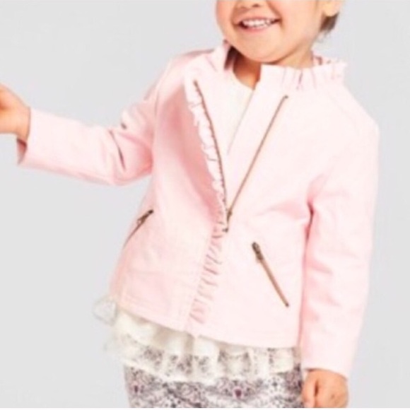 OshKosh B'gosh Other - OshKosh Ruffle Moto Jacket Baby Pink Vegan Leather